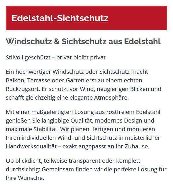 Edelstahl-Sichtschutz nach individuellem Design 
